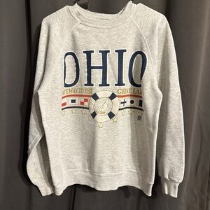 Hanes Vintage Gray Woman’s Nautical Theme Ohio Crewneck Sweatshirt